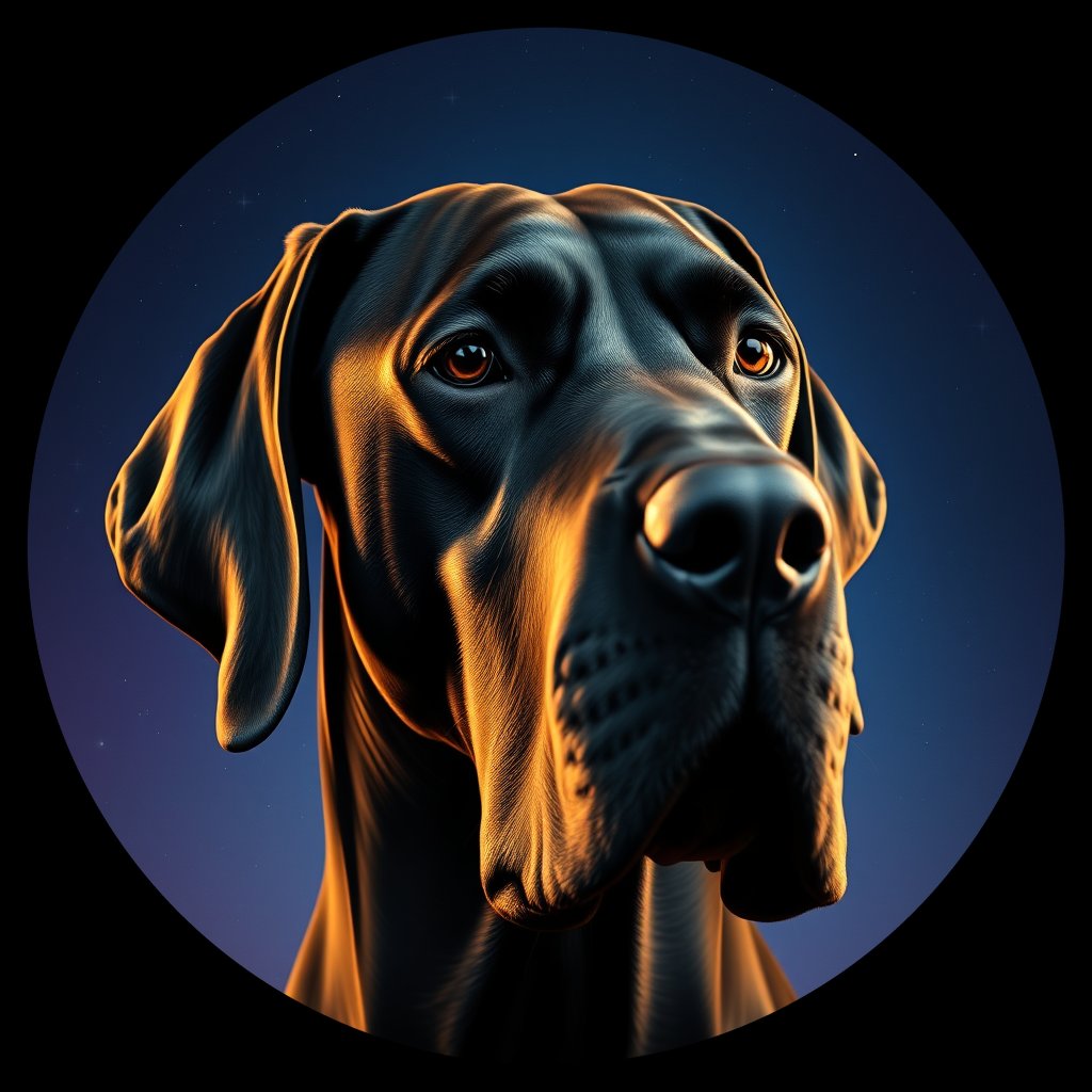 Cosmic medallion portrait of DANE_DANE_27184, a Great Dane