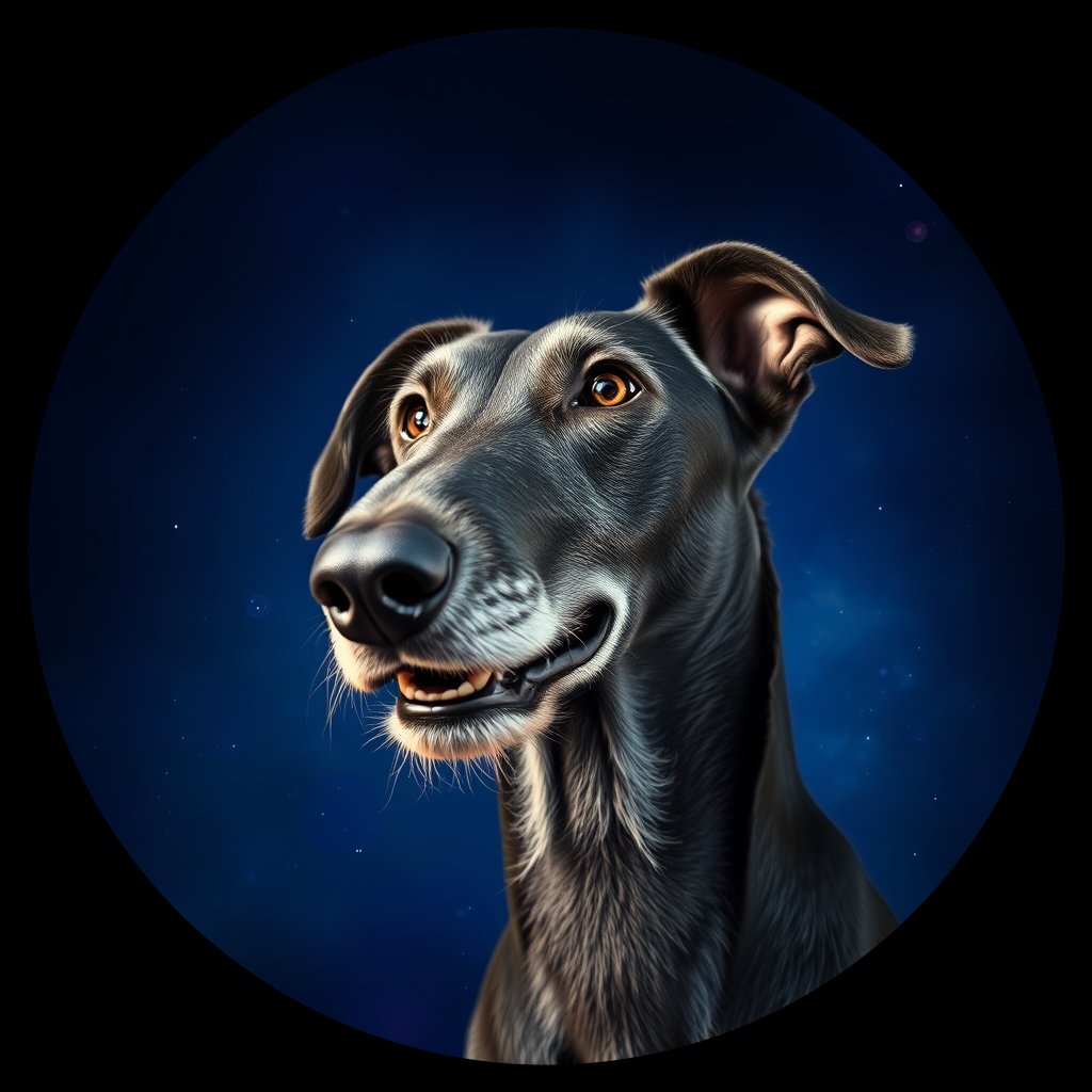 Cosmic medallion portrait of DEER_DEER_00569, a Scottish Deerhound