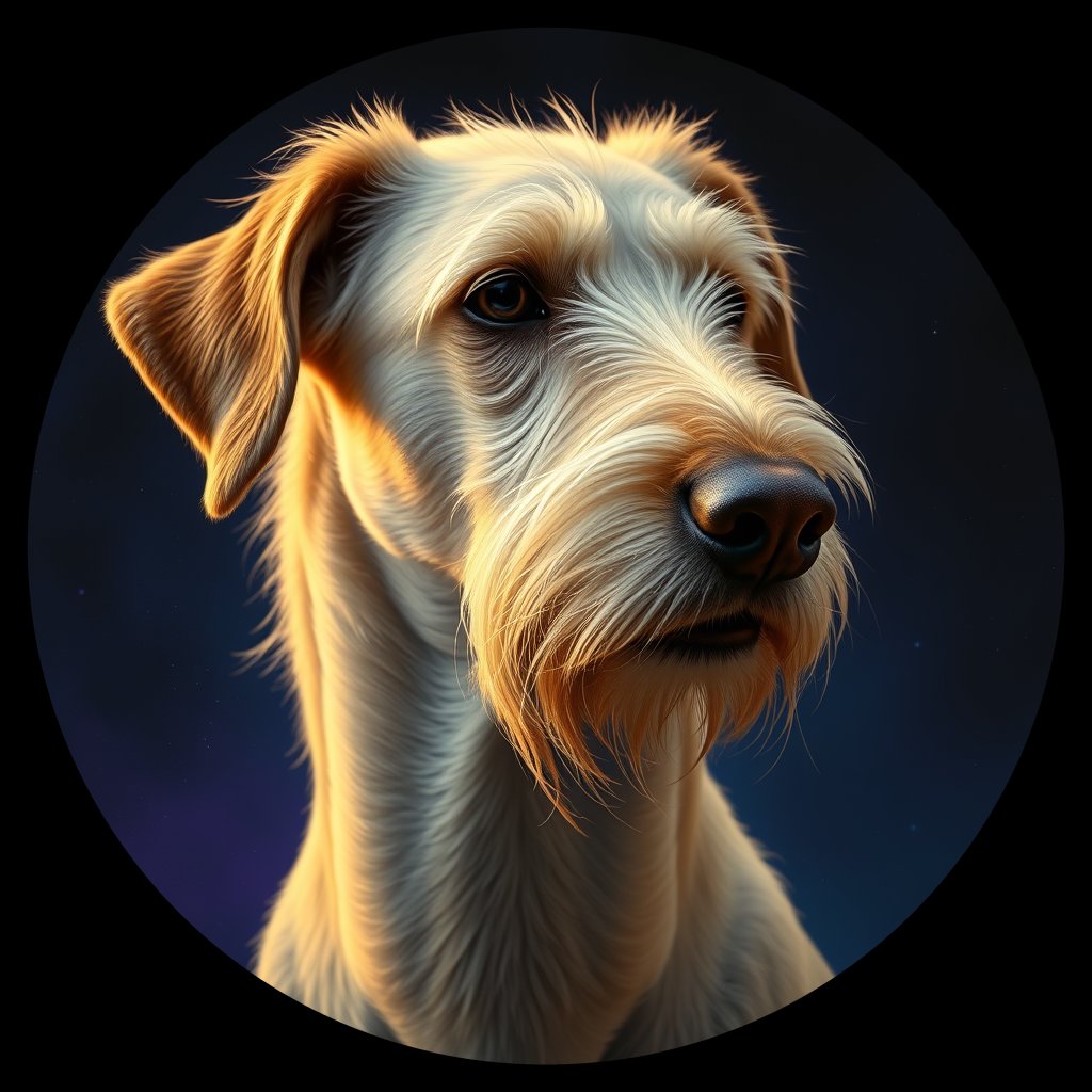 Cosmic medallion portrait of DEER_DEER_00571, a Scottish Deerhound