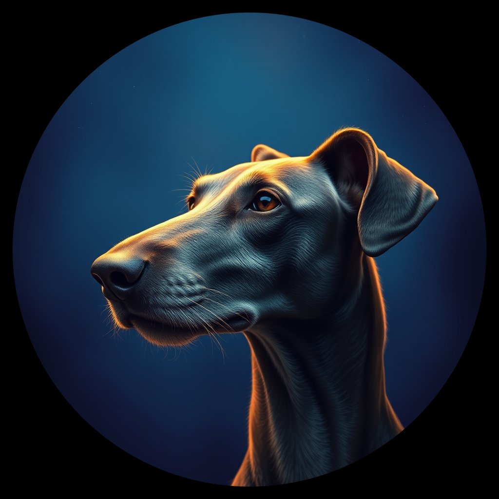 Cosmic medallion portrait of DEER_DEER_28385, a Scottish Deerhound