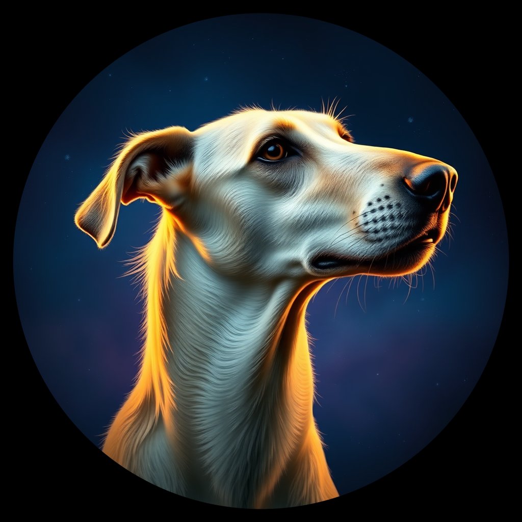 Cosmic medallion portrait of DEER_DEER_29531, a Scottish Deerhound