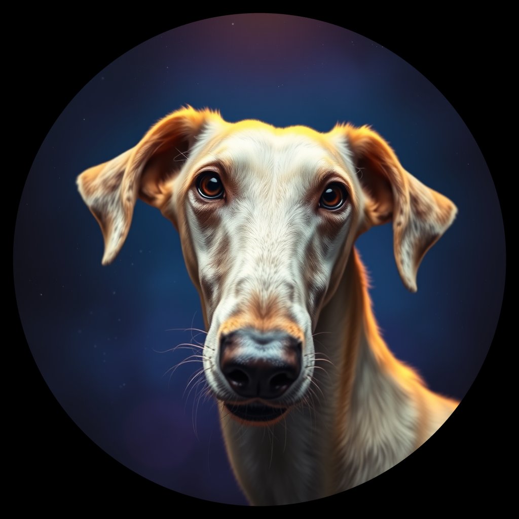 Cosmic medallion portrait of DEER_DEER_29532, a Scottish Deerhound