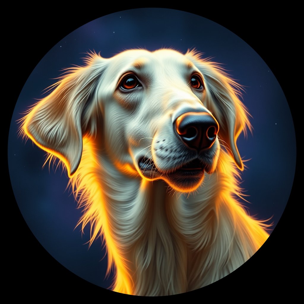 Cosmic medallion portrait of DEER_DEER_29535, a Scottish Deerhound