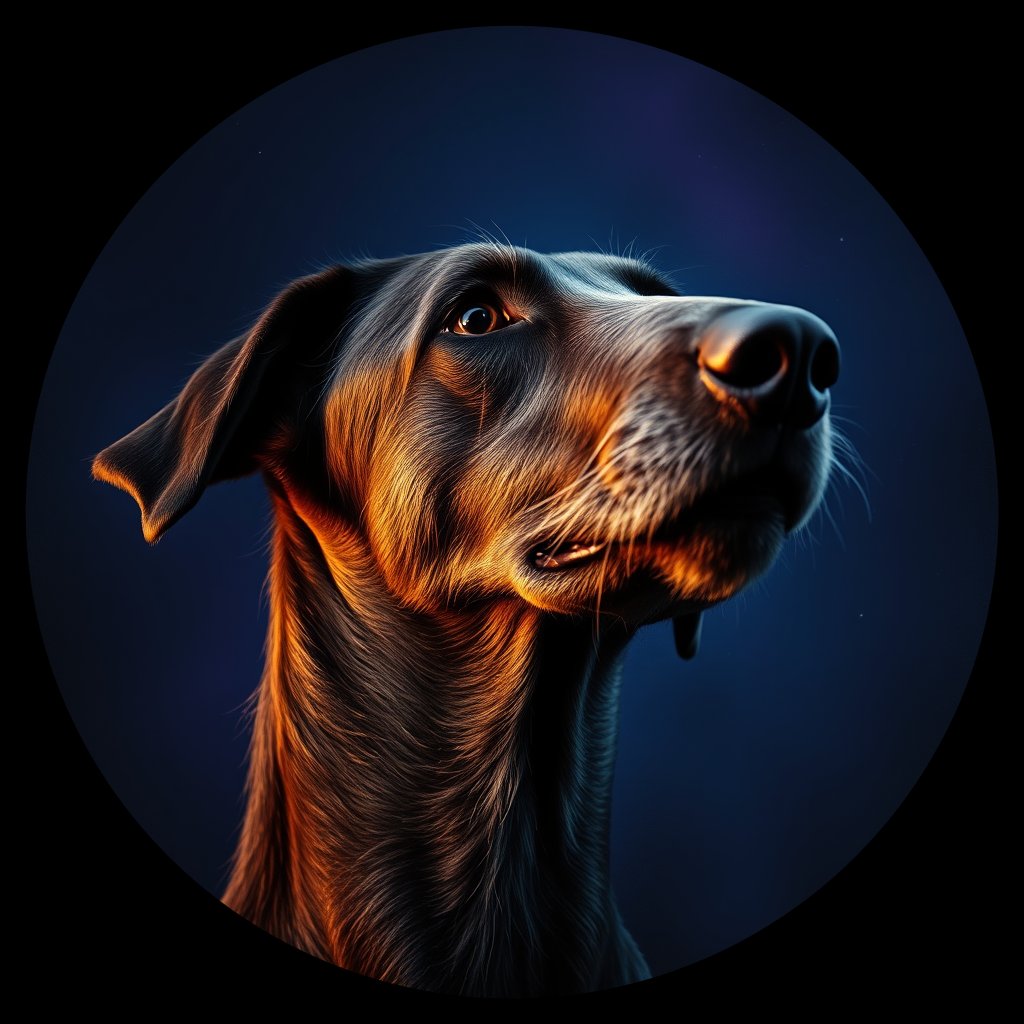 Cosmic medallion portrait of DEER_DEER_29536, a Scottish Deerhound