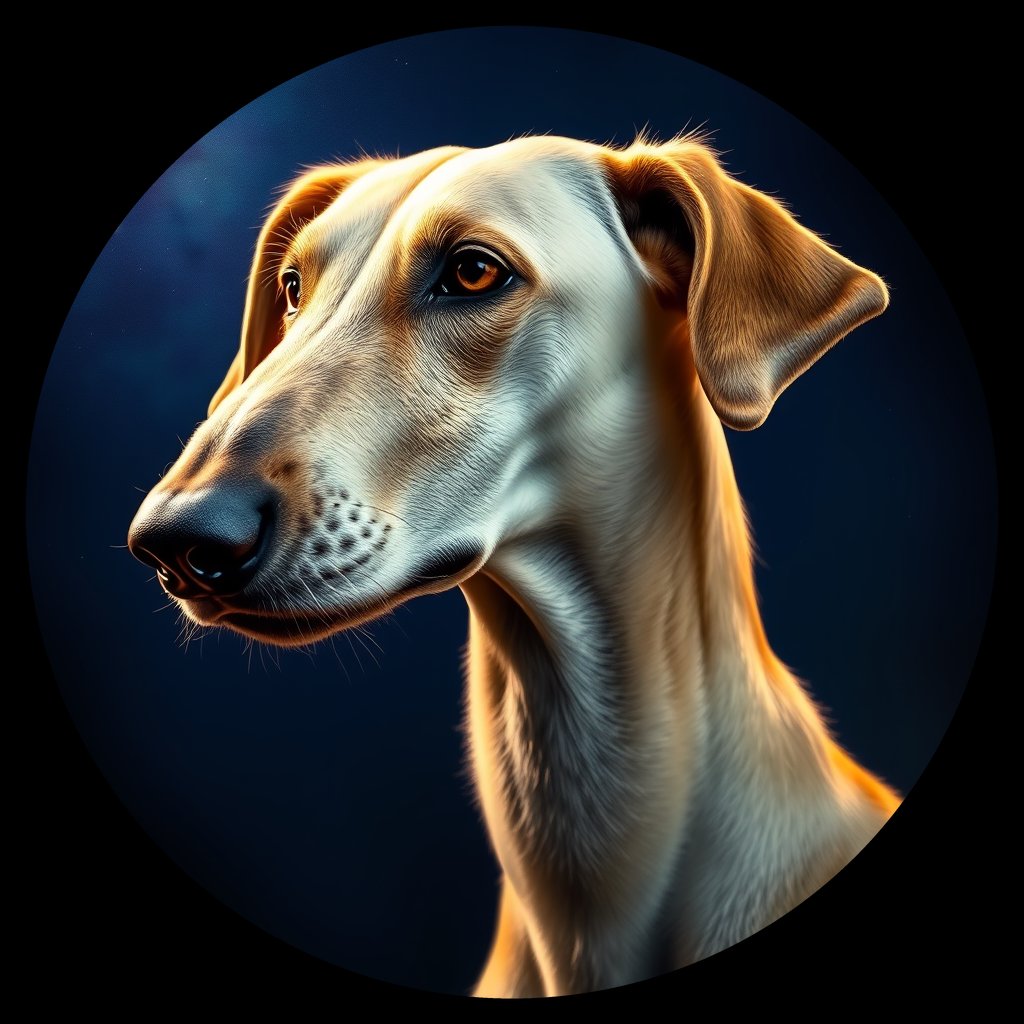 Cosmic medallion portrait of DEER_DEER_29537, a Scottish Deerhound