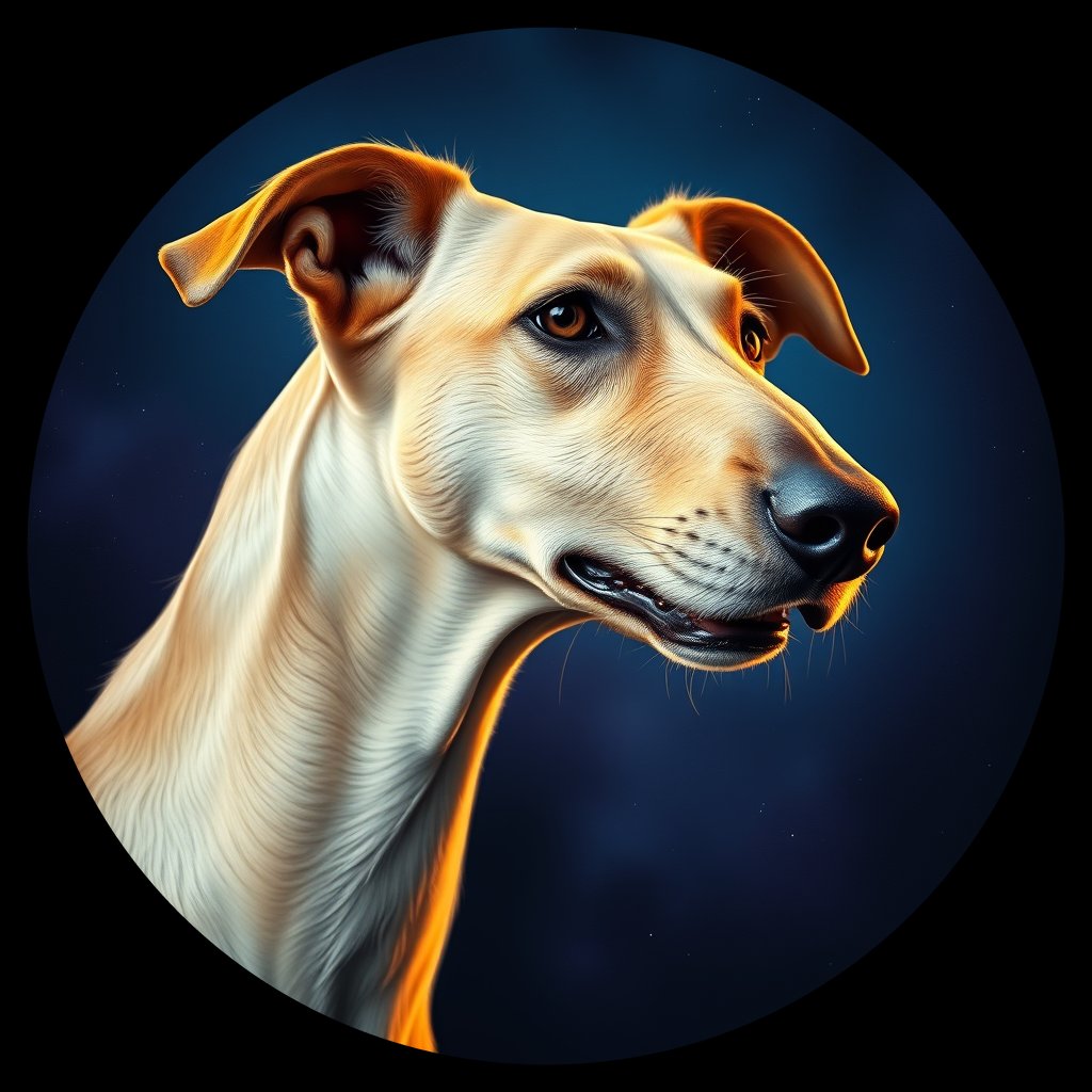 Cosmic medallion portrait of DEER_DEER_29539, a Scottish Deerhound