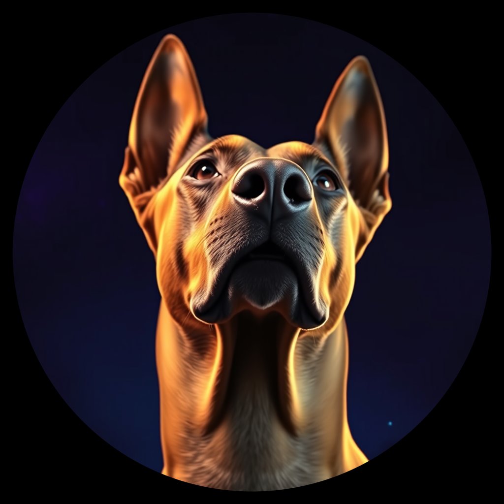 Cosmic medallion portrait of DOBP_DOBP_06079, a Doberman Pinscher