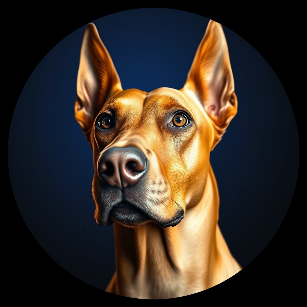 Cosmic medallion portrait of DOBP_Dob_0LU151, a Doberman Pinscher