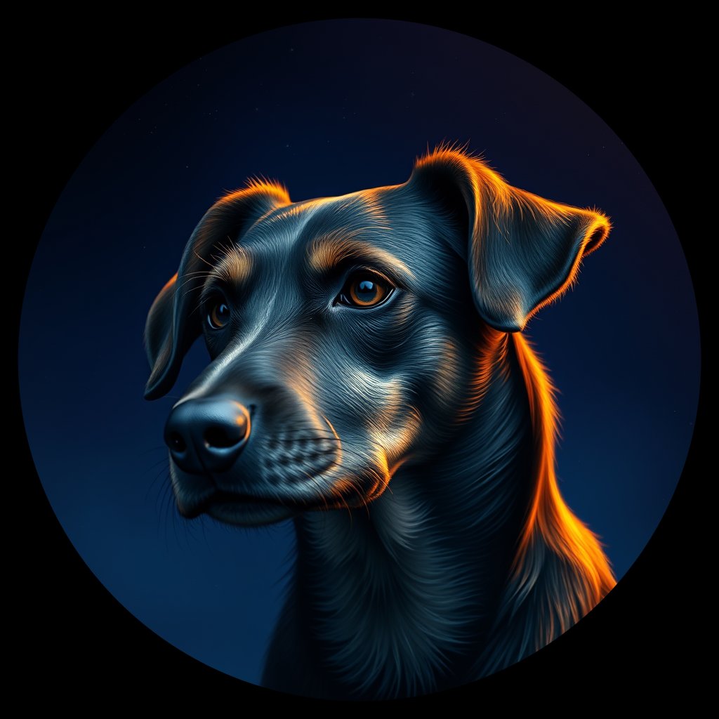 Cosmic medallion portrait of DRC70_DRC70, a Village Dog Drc Katanga
