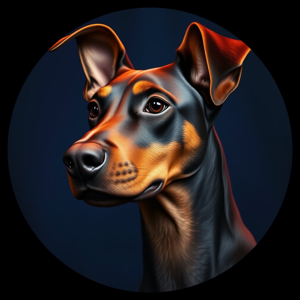 Cosmic medallion portrait of D_34425_D_34425, a Doberman Pinscher