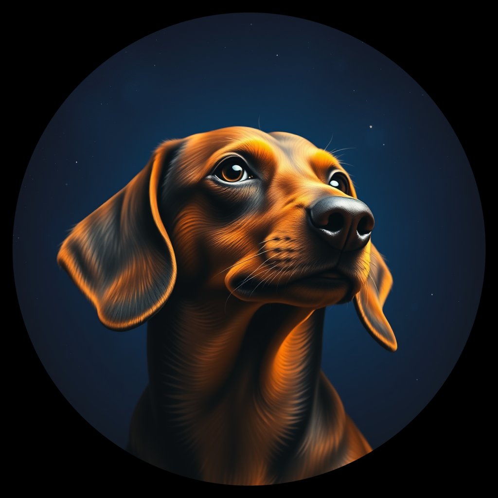 Cosmic medallion portrait of Dac_GT109_Dac_GT109, a Dachshund
