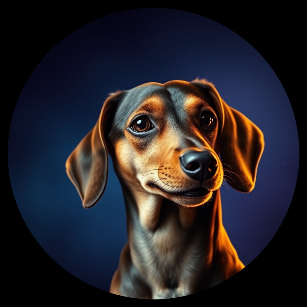 Cosmic medallion portrait of Dac_GT110_Dac_GT110, a Dachshund