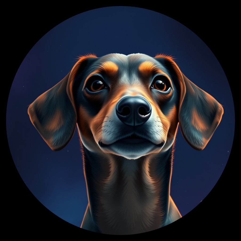 Cosmic medallion portrait of Dac_GT111_Dac_GT111, a Dachshund