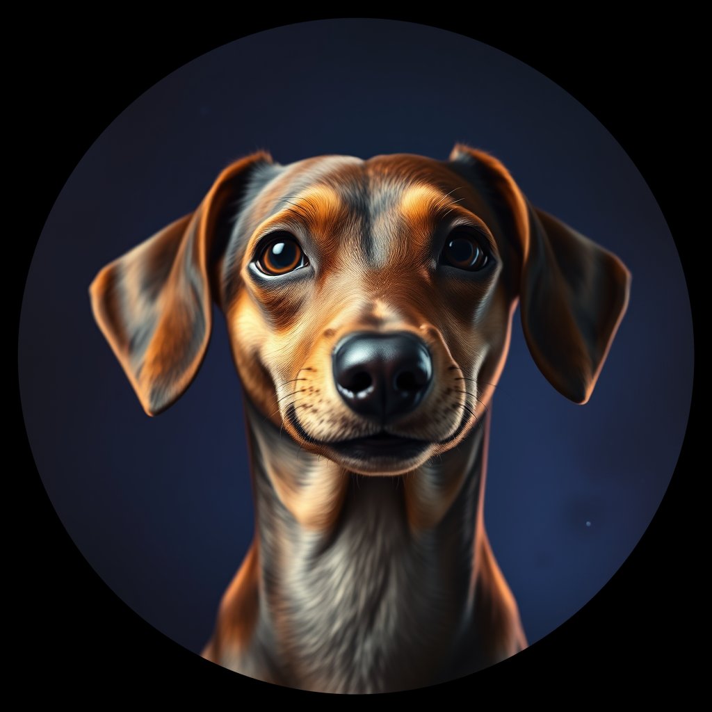 Cosmic medallion portrait of Dac_GT112_Dac_GT112, a Dachshund