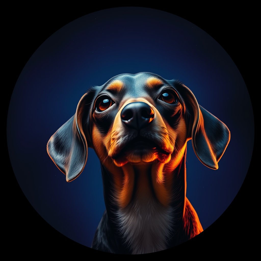 Cosmic medallion portrait of Dac_GT114_Dac_GT114, a Dachshund