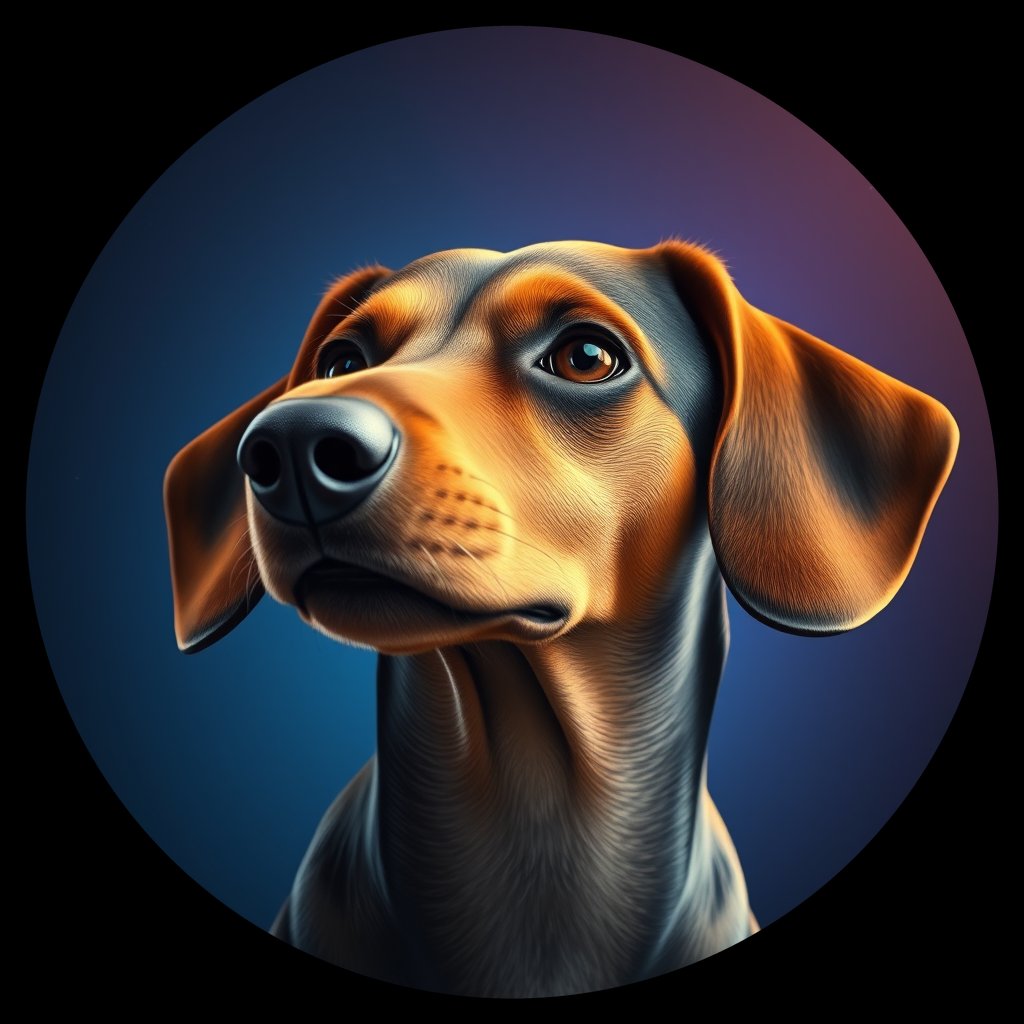 Cosmic medallion portrait of Dac_GT116_Dac_GT116, a Dachshund