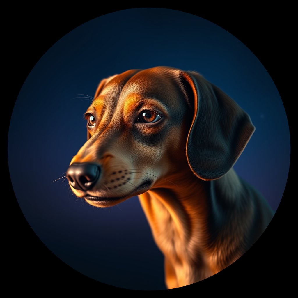 Cosmic medallion portrait of Dac_GT120_Dac_GT120, a Dachshund