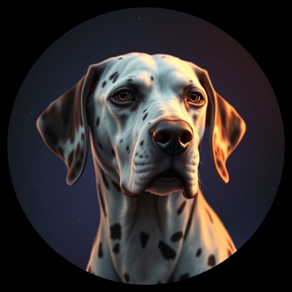 Cosmic medallion portrait of Dal_GT123_Dal_GT123, a Dalmatian