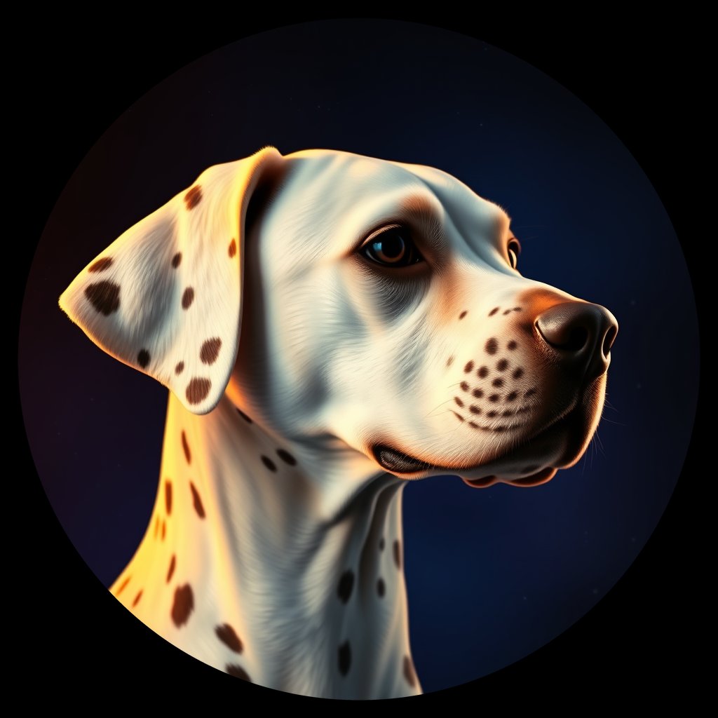Cosmic medallion portrait of Dal_GT125_Dal_GT125, a Dalmatian