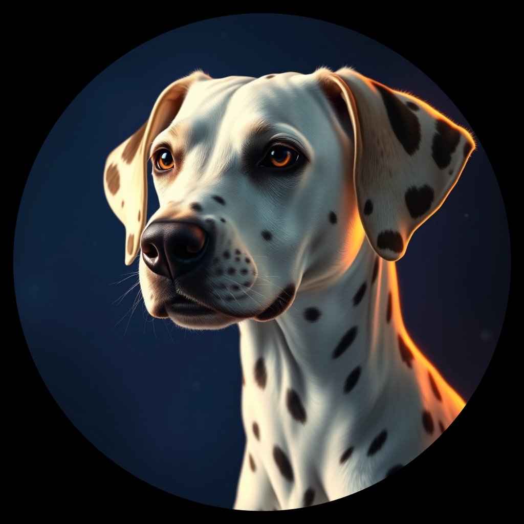 Cosmic medallion portrait of Dal_GT127_Dal_GT127, a Dalmatian