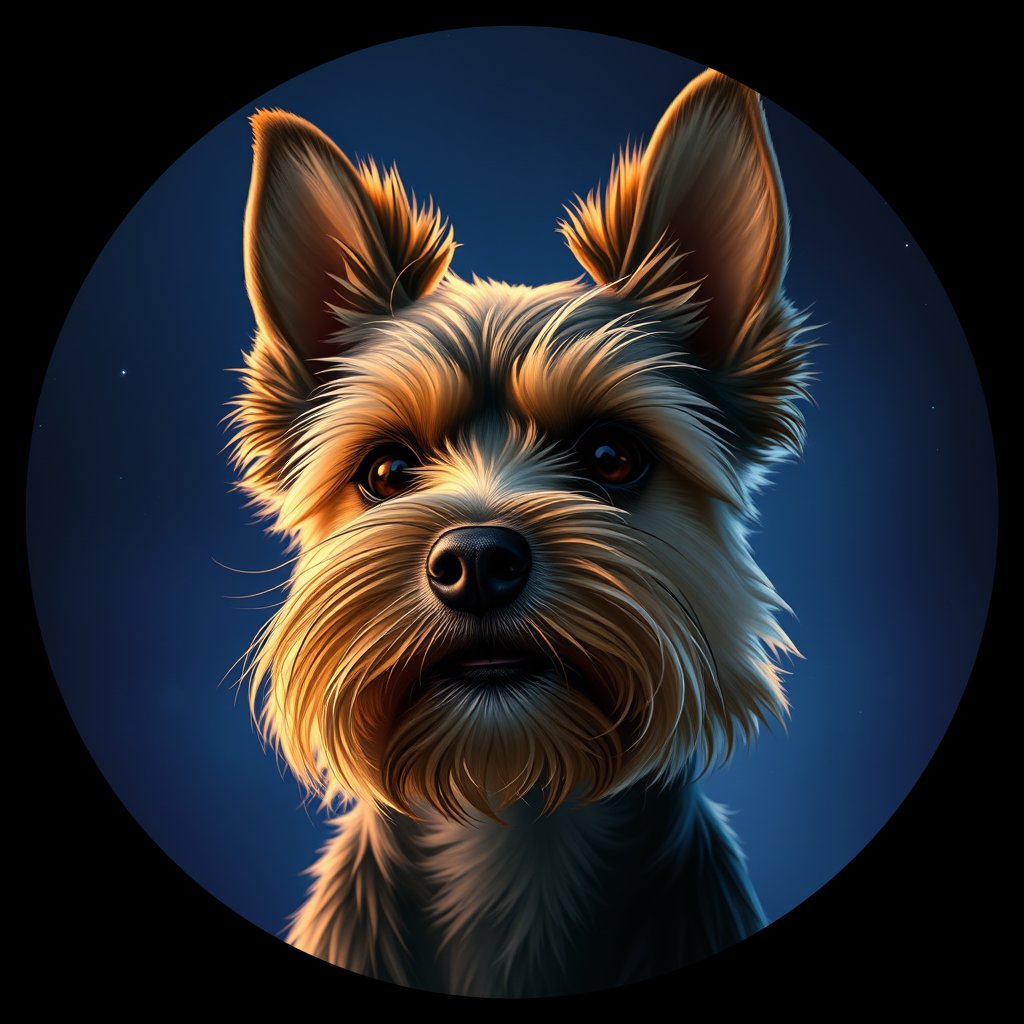 Cosmic medallion portrait of Darcy-Howard-YT_Darcy-Howard-YT, a Yorkshire Terrier