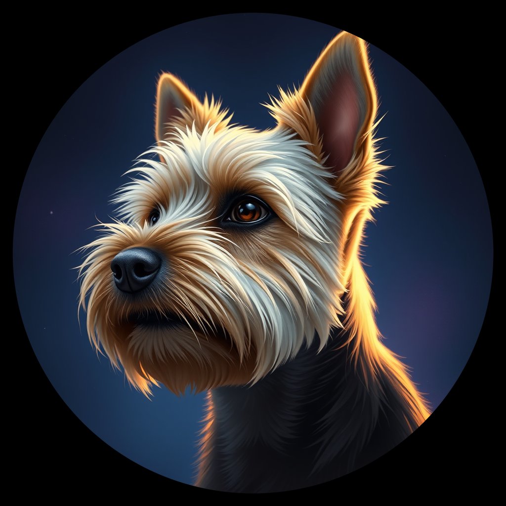 Cosmic medallion portrait of David-Blair-CT_David-Blair-CT, a Cairn Terrier