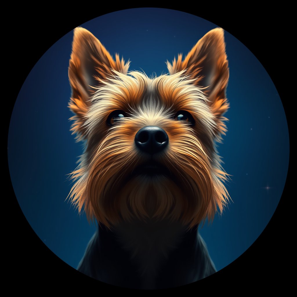 Cosmic medallion portrait of Dehlia-Dewitt-YT_Dehlia-Dewitt-YT, a Yorkshire Terrier