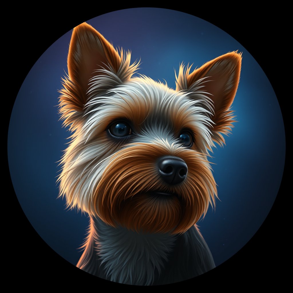 Cosmic medallion portrait of Diva-Cantlon-YT_Diva-Cantlon-YT, a Yorkshire Terrier