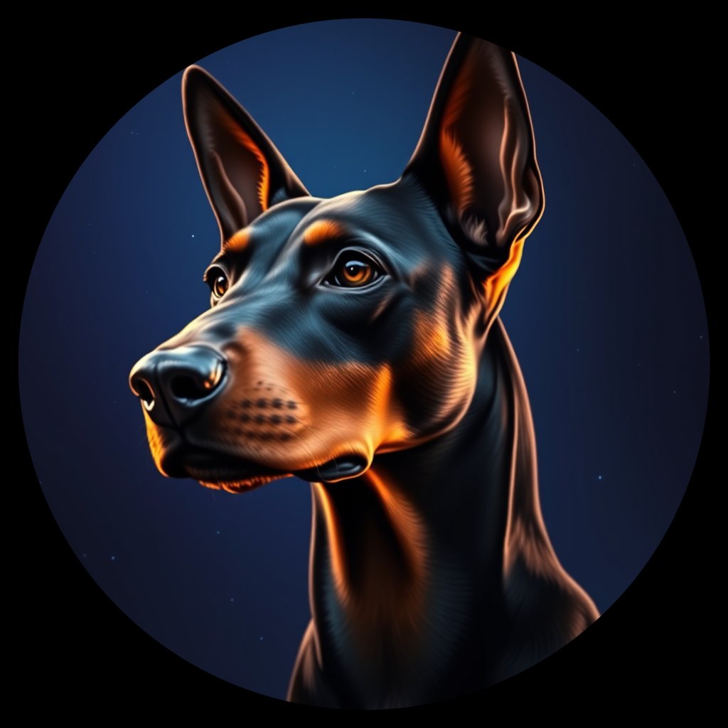 Cosmic medallion portrait of Dob_LU142_Dob_LU142, a Doberman Pinscher
