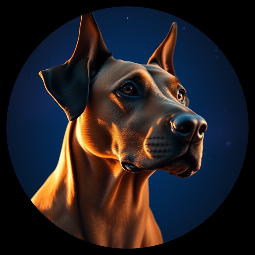 Cosmic medallion portrait of Dob_LU148_Dob_LU148, a Doberman Pinscher