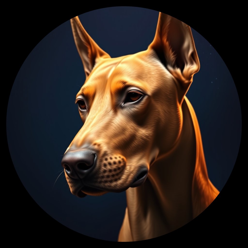 Cosmic medallion portrait of Dob_LU151_Dob_LU151, a Doberman Pinscher