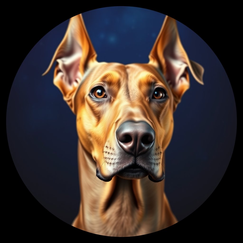 Cosmic medallion portrait of Dob_LU154_Dob_LU154, a Doberman Pinscher