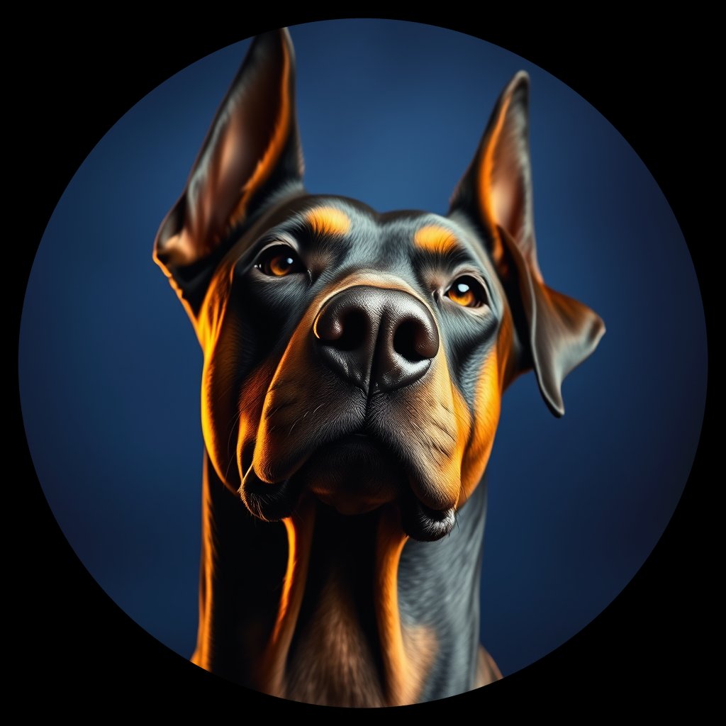 Cosmic medallion portrait of Dob_LU170_Dob_LU170, a Doberman Pinscher