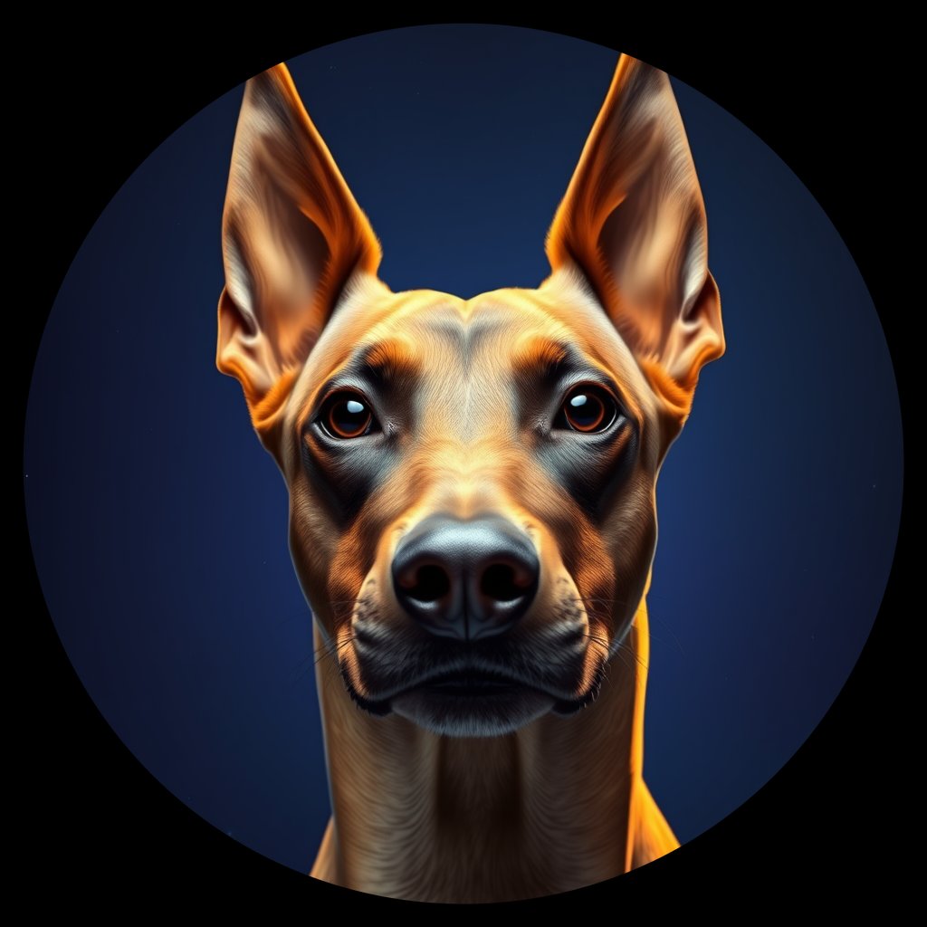 Cosmic medallion portrait of Dob_LU171_Dob_LU171, a Doberman Pinscher