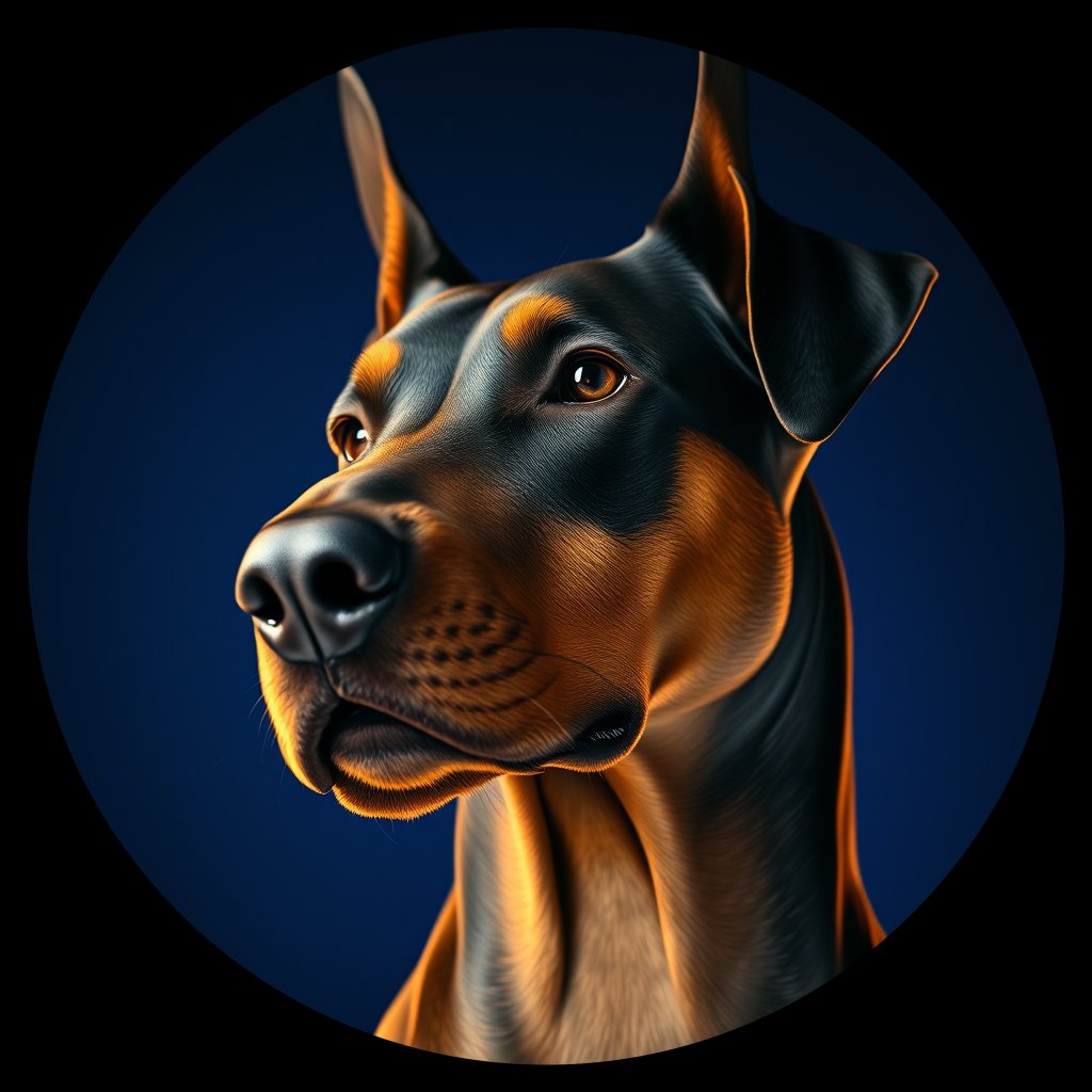 Cosmic medallion portrait of Dob_LU172_Dob_LU172, a Doberman Pinscher