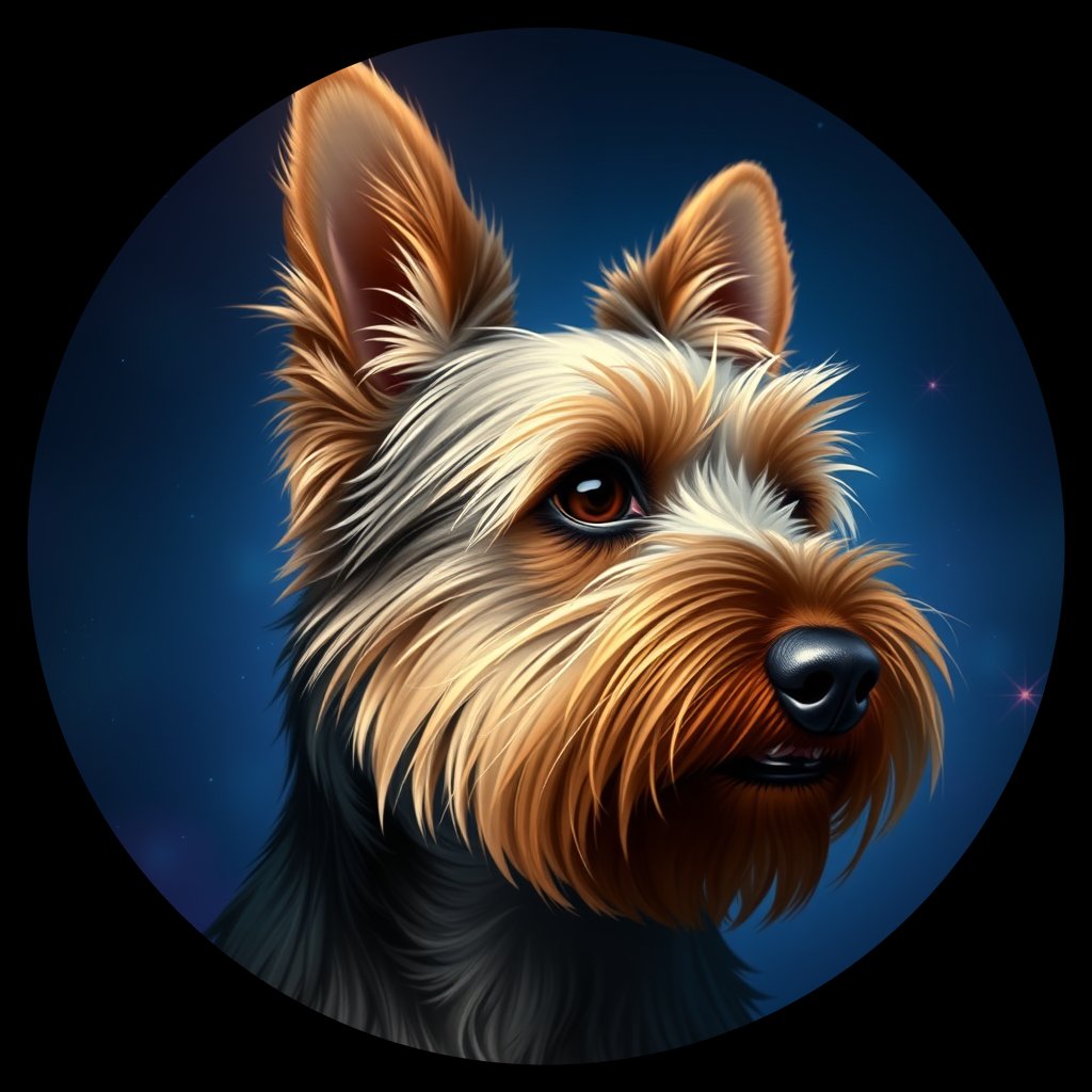 Cosmic medallion portrait of Dot-Crane-YT_Dot-Crane-YT, a Yorkshire Terrier