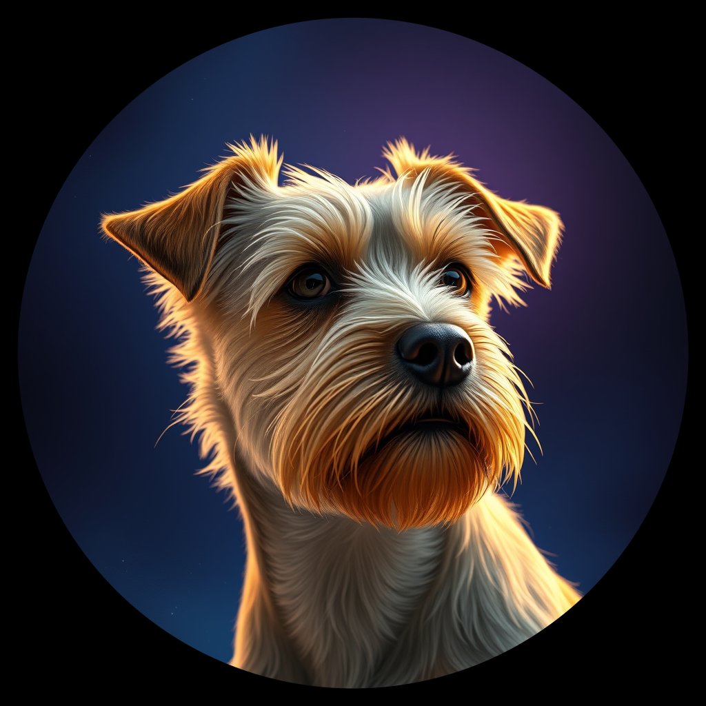 Cosmic medallion portrait of E11-Emma-Pellitier-NT_E11-Emma-Pellitier-NT, a Norfolk Terrier