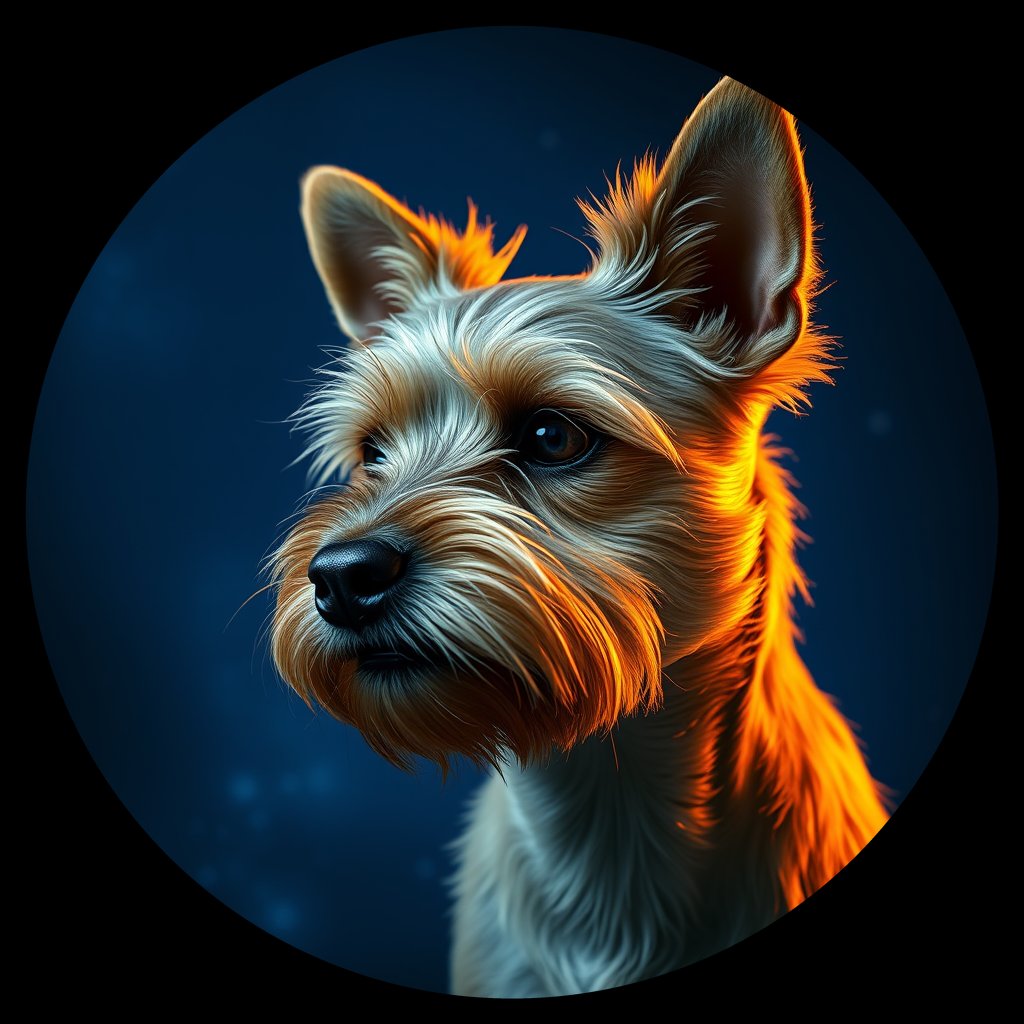 Cosmic medallion portrait of E2-Scout-CT_E2-Scout-CT, a Cairn Terrier
