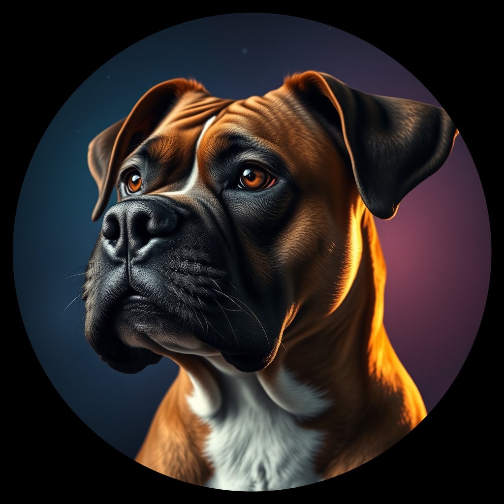 Cosmic medallion portrait of E3-B23-MALE-436_E3-B23-MALE-436, a Boxer
