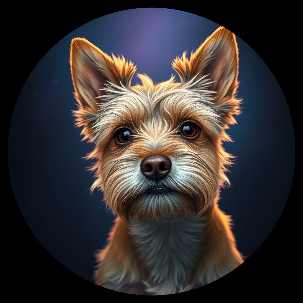 Cosmic medallion portrait of E4-Koby-K-CT_E4-Koby-K-CT, a Cairn Terrier
