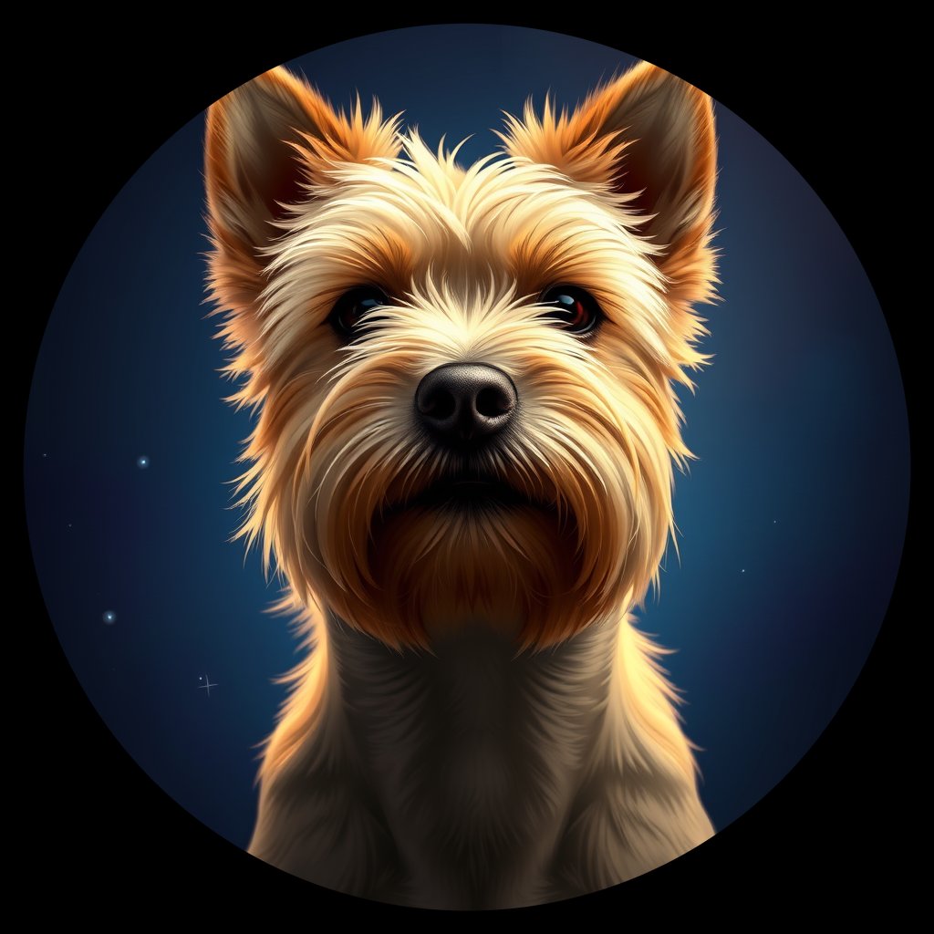 Cosmic medallion portrait of E5-Toby-Philllips-CT_E5-Toby-Philllips-CT, a Cairn Terrier