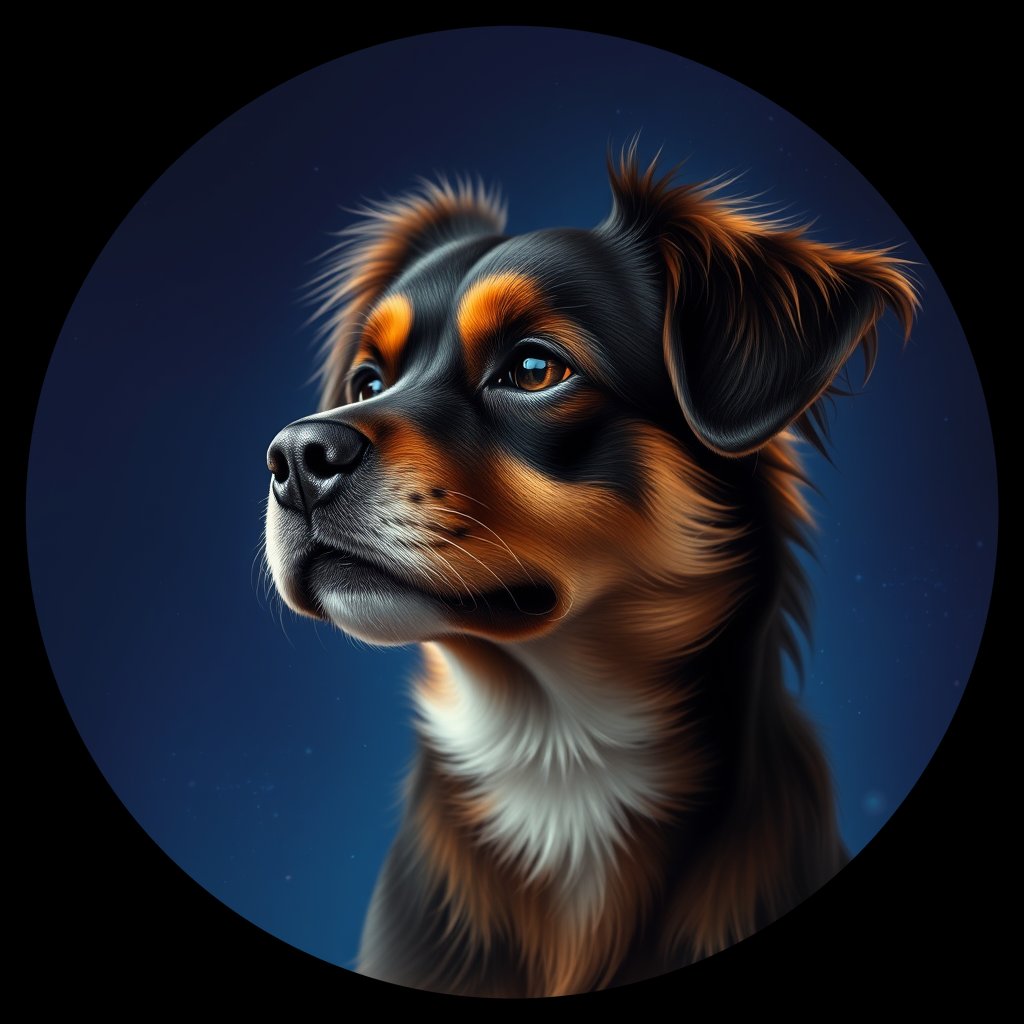 Cosmic medallion portrait of E7-Chip49-TS_E7-Chip49-TS, a Tibetan Spaniel