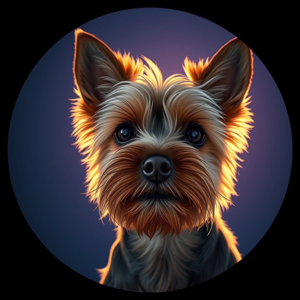 Cosmic medallion portrait of E9-Mojo-Neubauer-YT_E9-Mojo-Neubauer-YT, a Yorkshire Terrier