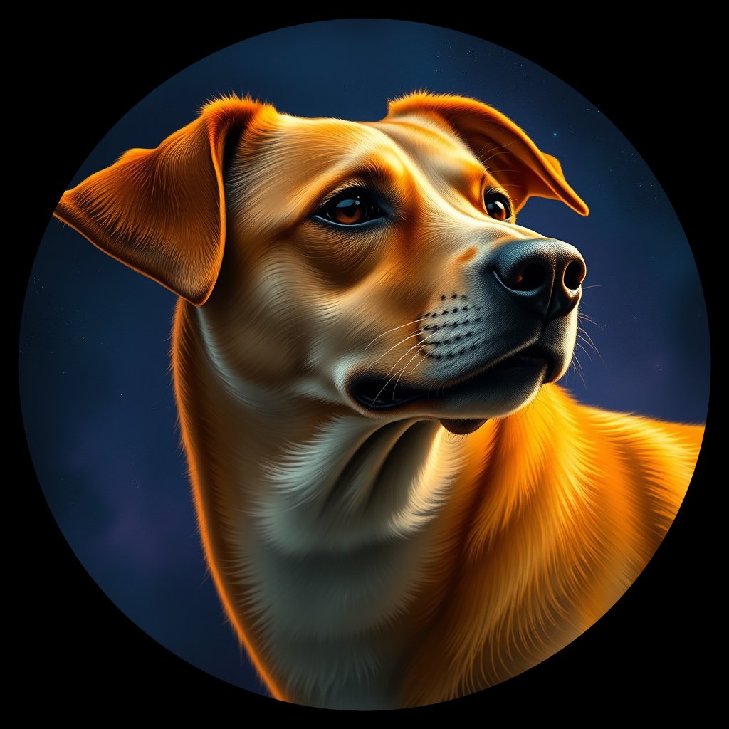 Cosmic medallion portrait of EAST_cd355, a Dingo East