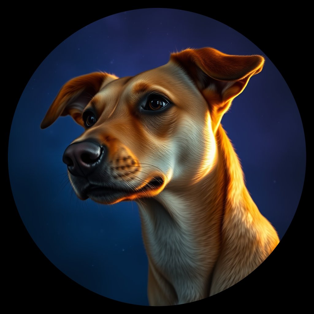 Cosmic medallion portrait of EAST_cd522, a Dingo East