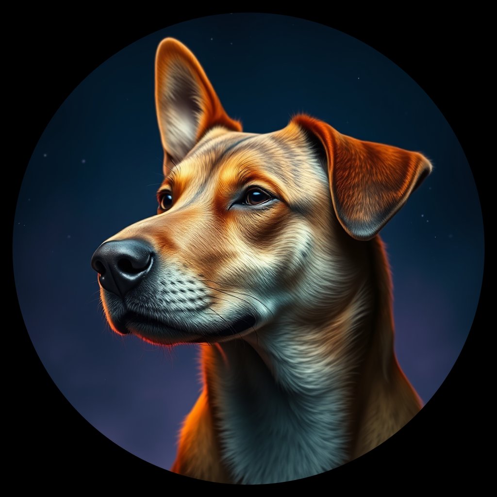 Cosmic medallion portrait of EAST_cd553, a Dingo East