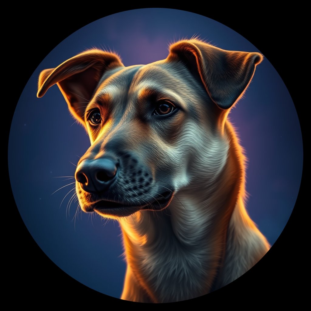 Cosmic medallion portrait of EAST_cd568, a Dingo East
