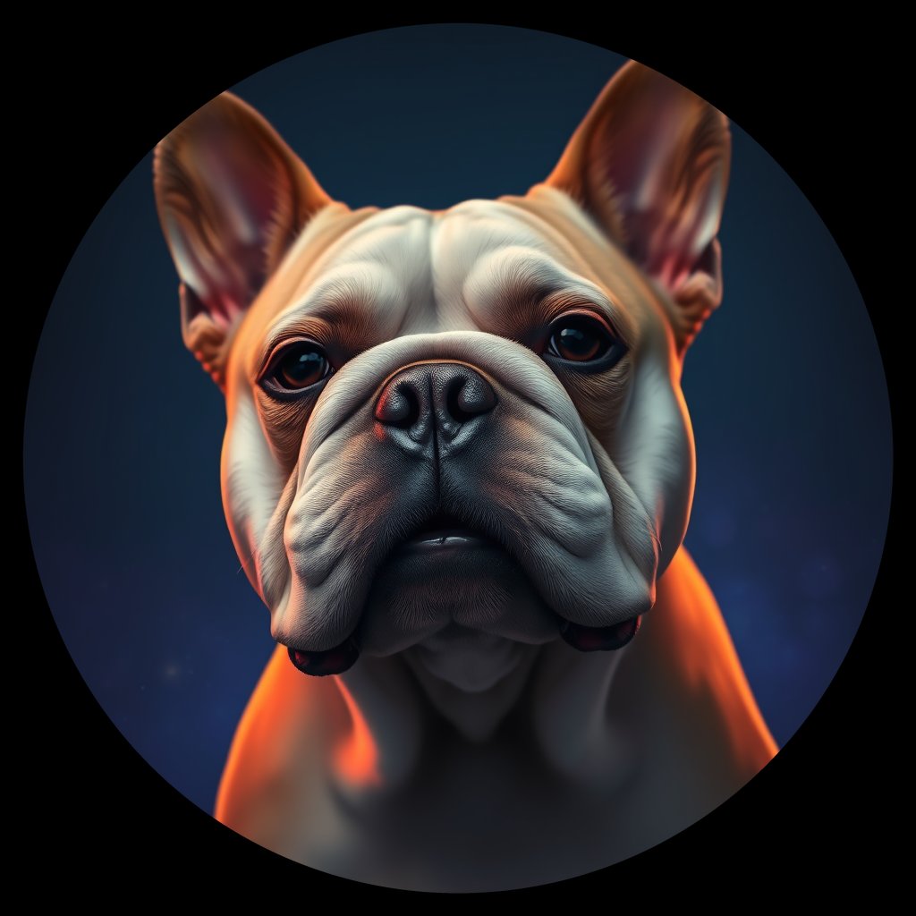 Cosmic medallion portrait of EBD_GT149_EBD_GT149, a Bulldog