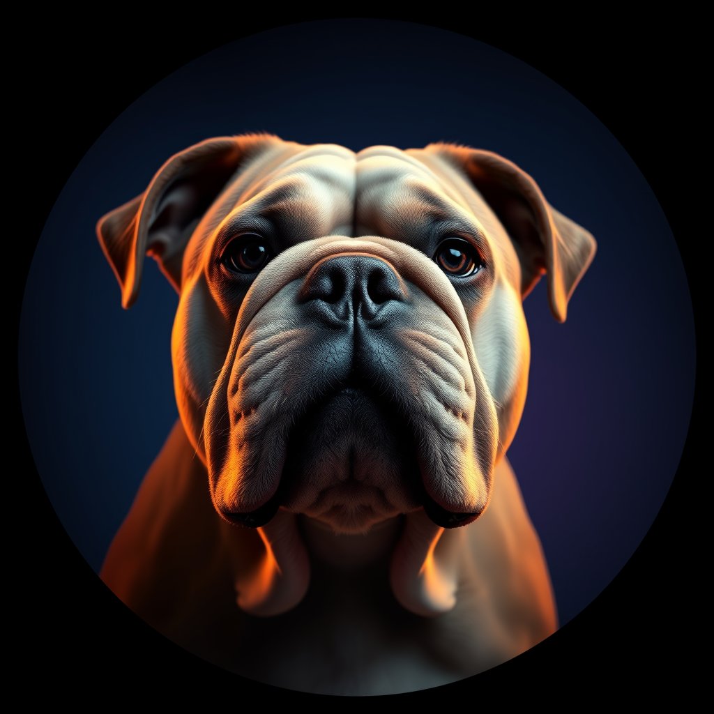 Cosmic medallion portrait of EBD_GT152_EBD_GT152, a Bulldog