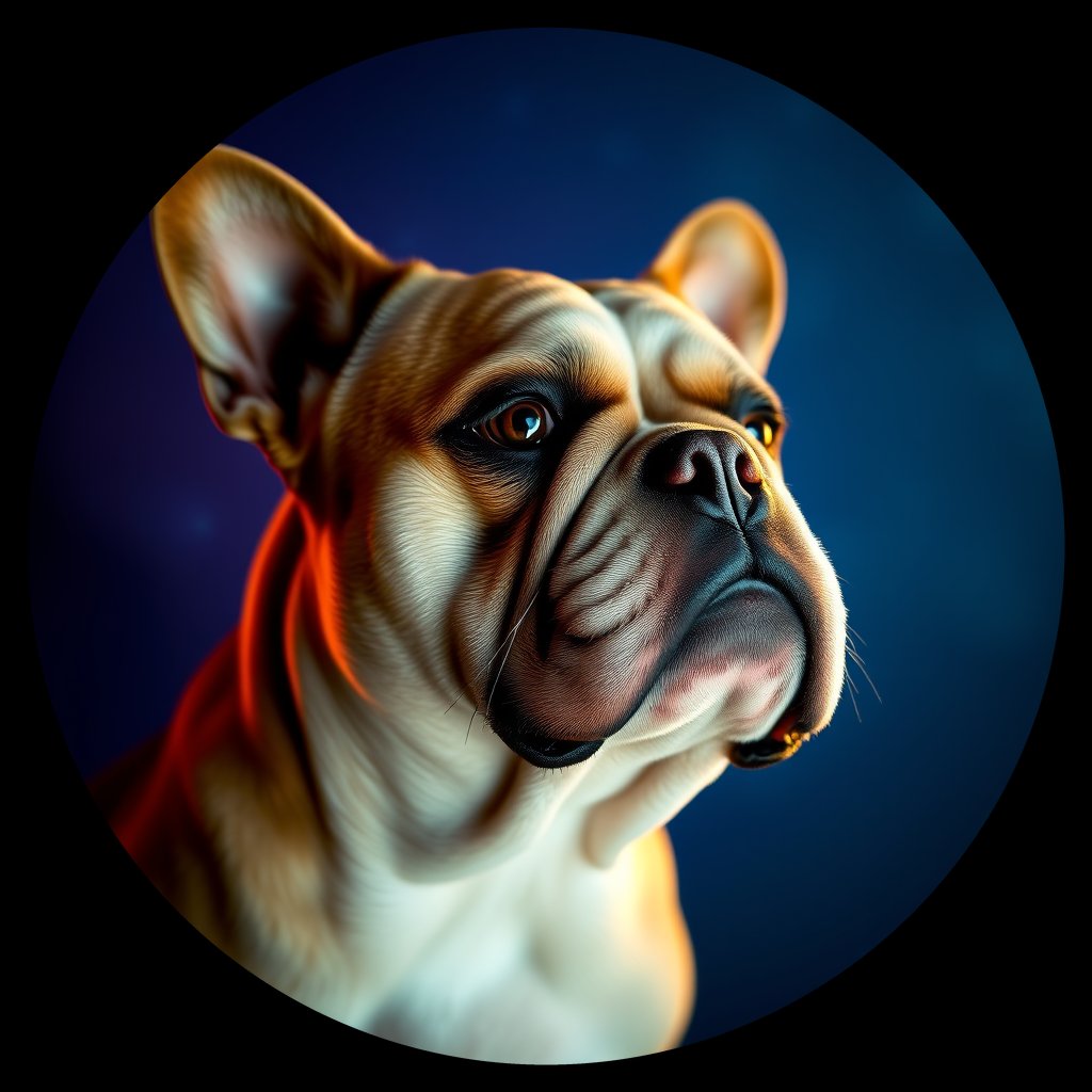 Cosmic medallion portrait of EBD_GT154_EBD_GT154, a Bulldog
